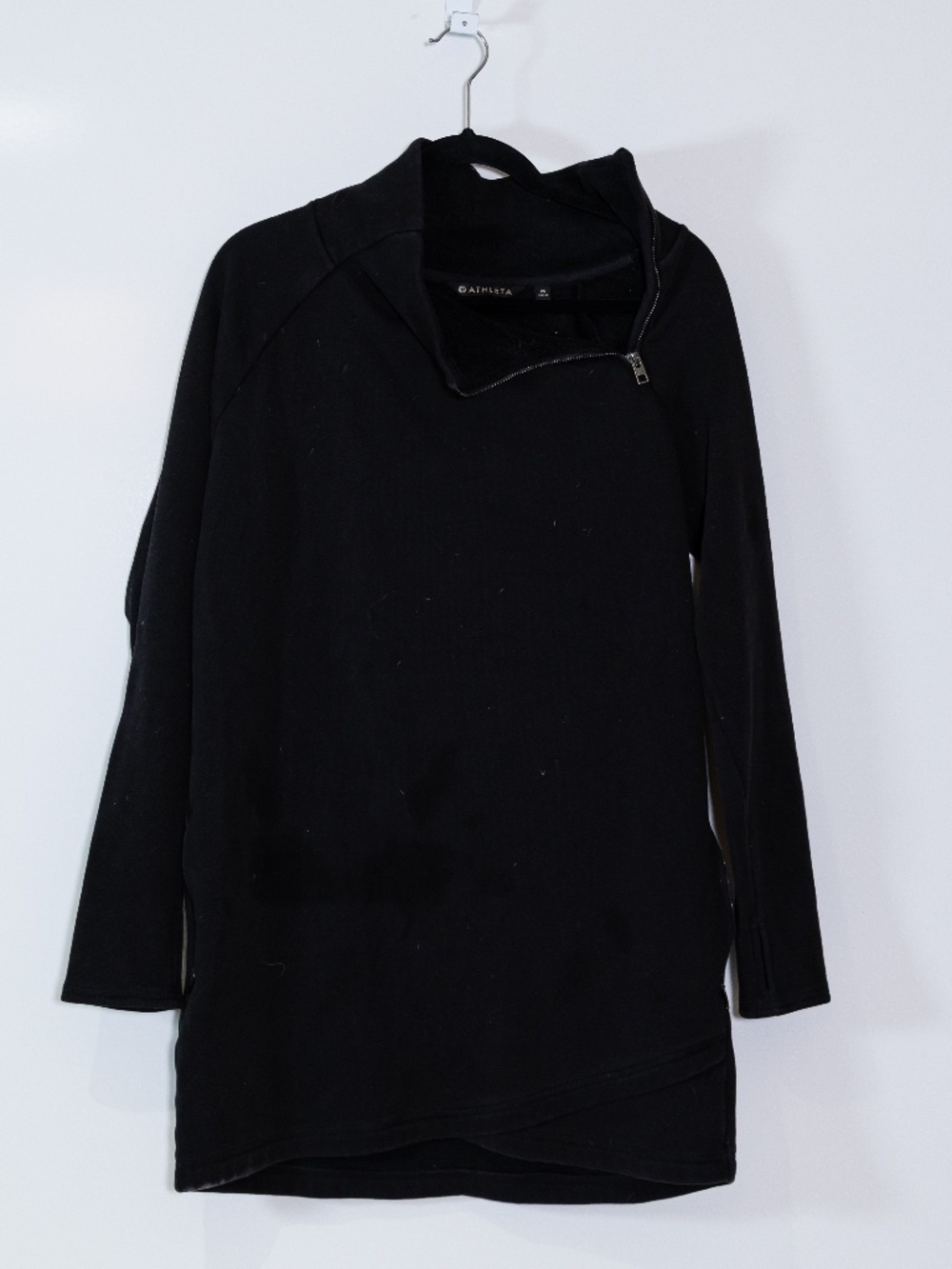 Athleta Women's Cozy Karma Asymmetrical Zip Turtleneck Fleece Lined Mini Dress M